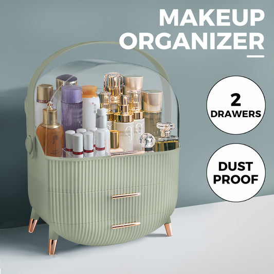 ilus Makeup Organizer Case Drawer Portable Cosmetic Jewellery Storage Box Light Green