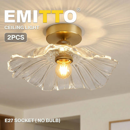 Emitto Ceiling Light Flower Clear Glass Fixture Chandelier Flush Mount 2 PCS