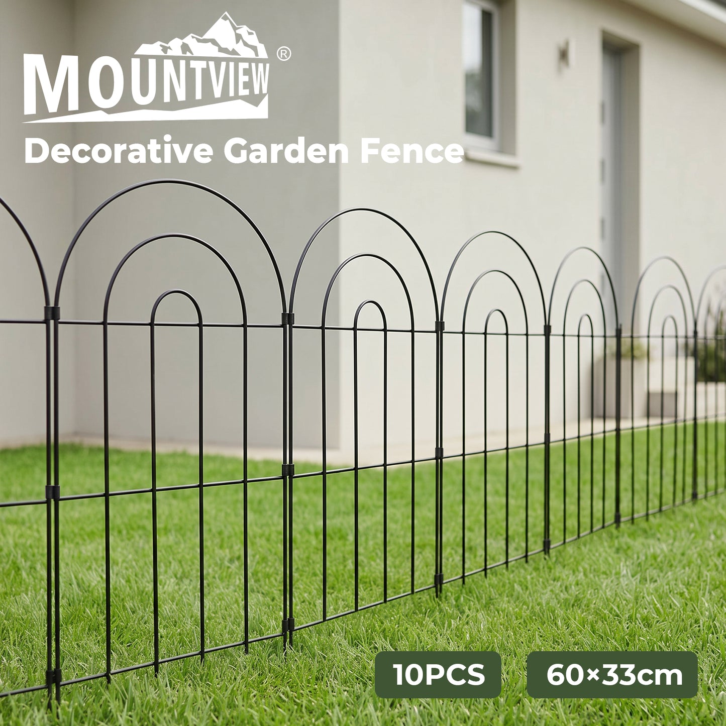 Mountview Garden Fence 10pc Metal Dog Fence Picket Fence Black Steel