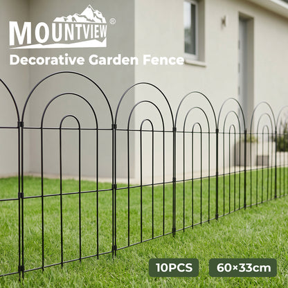 Mountview Garden Fence 10pc Metal Dog Fence Picket Fence Black Steel