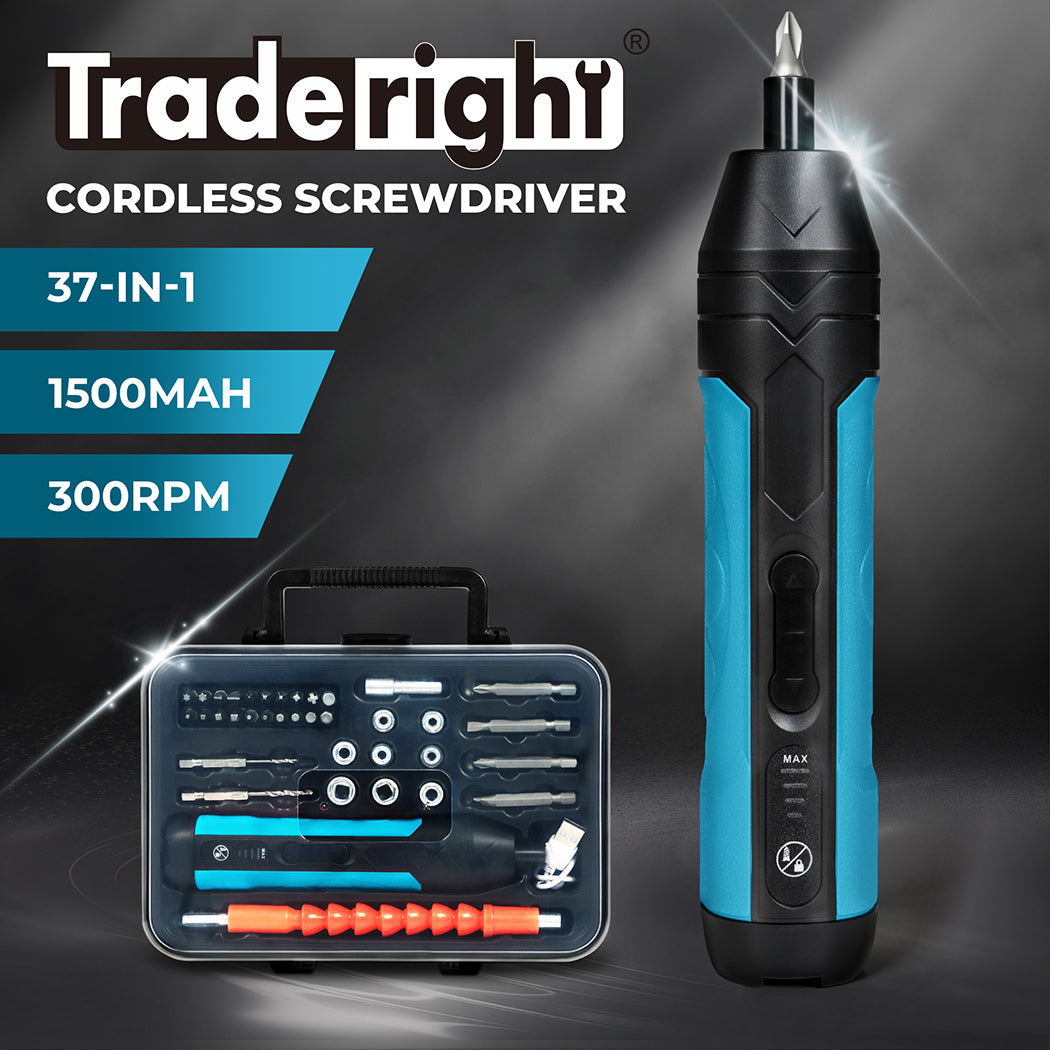 Traderight 4V Cordless Electric Screwdriver Set Fast-Charging 1500mah Power Tool