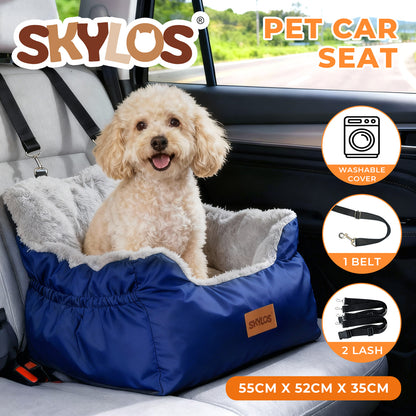 Skylos Small Dog Booster Car Seat Dog Washable Pet Travel Bed With Leash Storage