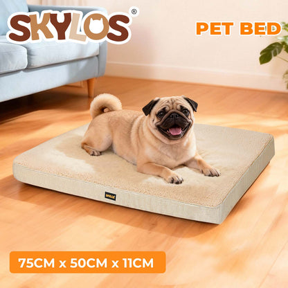 Skylos Dog Bed Washable Pet Cushion Cage Mattress Crate Mat Non Slip Soft Fleece