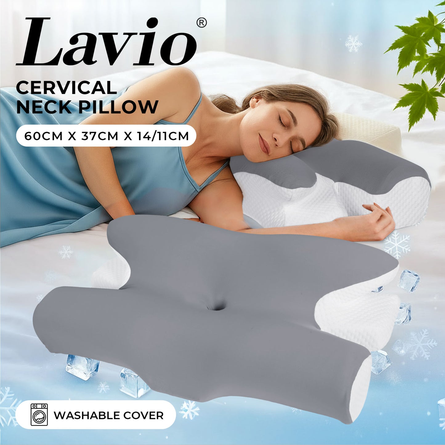 Lavio Ergonomic Horn Pillow for Neck Shoulder Pain Relief Side Sleeper Support