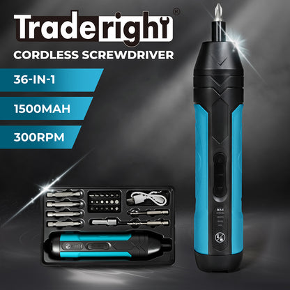 Traderight 4V Cordless Electric Screwdriver Set Fast-Charging 1500mah Power Tool