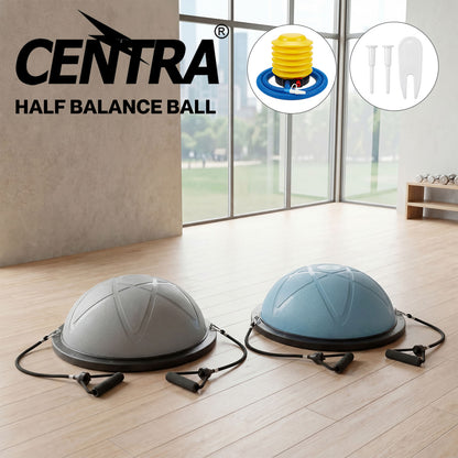Centra Half Balance Ball Trainer with Resistance Bands Pump Yoga Pilate Fitness