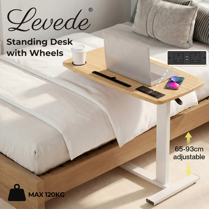 Standing Desk Height Adjustable Stand Over Bed Laptop Table Shelf Electric USB