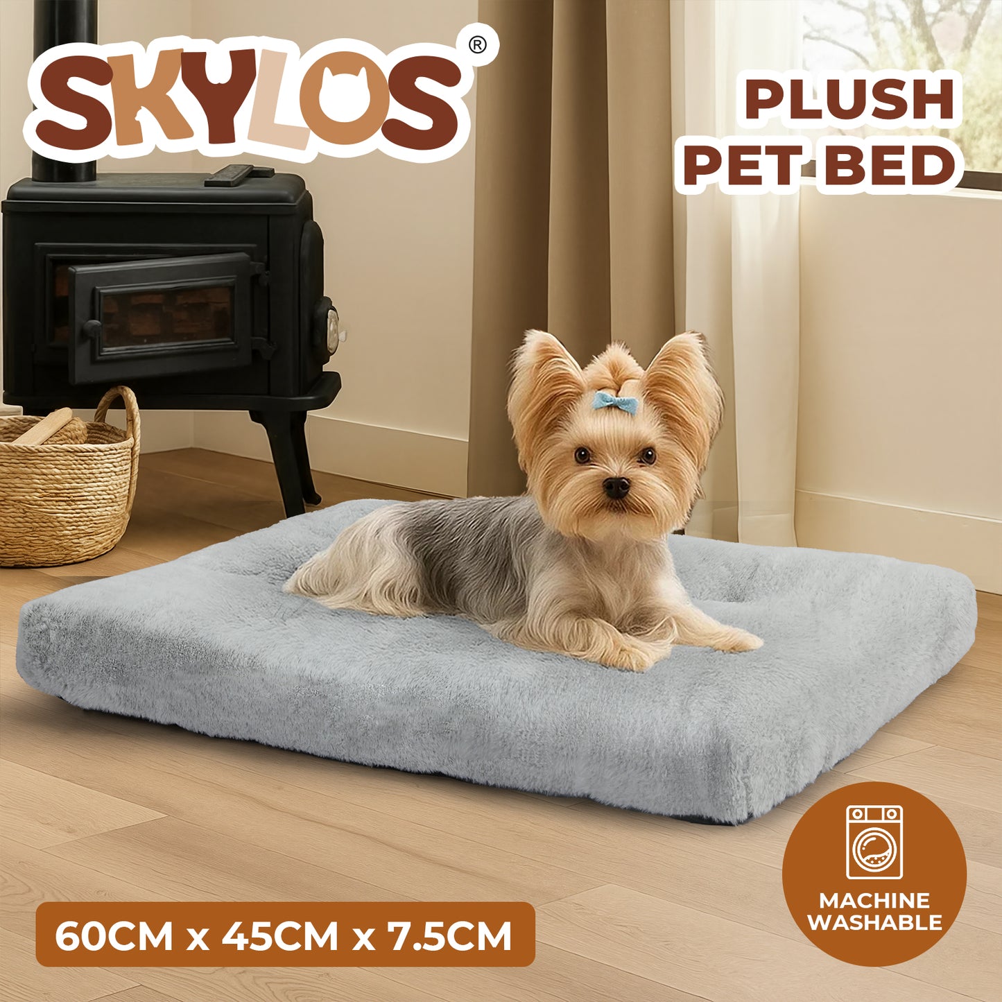 Skylos Pet Bed Soft Cushion Plush  Small Dog Crate Puppy Mattress Washable Pad Mat