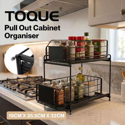 TOQUE 2 Tier Pull Out Basket Under Sink Kitchen Cabinet Storage Organiser Drawer