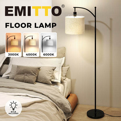 Emitto Floor Lamp Corner Reading Light 3 Colour Dimming Adjustable Linen Shade