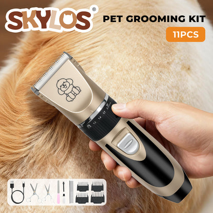 Skylos Pet Clipper Kit Dog Cat Cordless Grooming Set Adjustable Trimmer Quiet