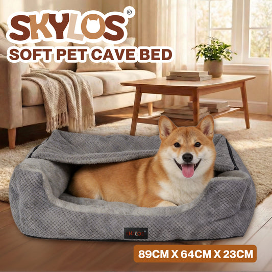 Skylos Extra Large Dog Bed Pet Cave Bed Washable Non Slip Removable Blanket XL