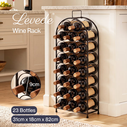Levede Wine Rack 23 Bottles Freestanding Storage Organiser Stand Home Black