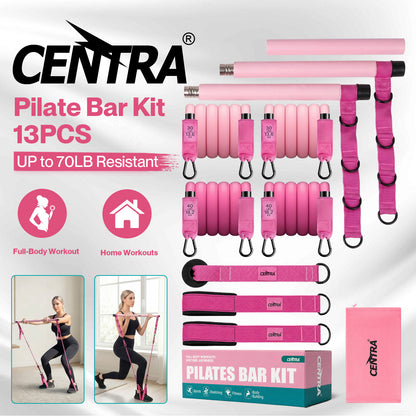 Centra Resistance Bands Pilates Kit Equipment 70LB Adjustable for Home Pink