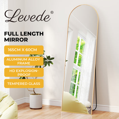 Levede 165cm Full Length Free Standing Floor Mirror Arched Decor Golden Frame