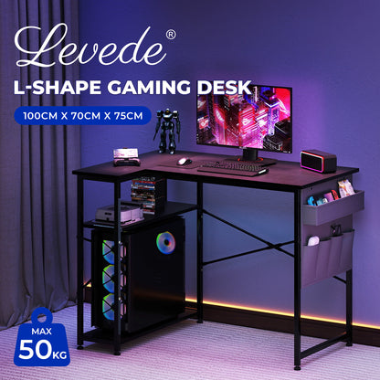 Levede Office Computer Desk Corner Table L-shaped with Storage Shelves 100cm