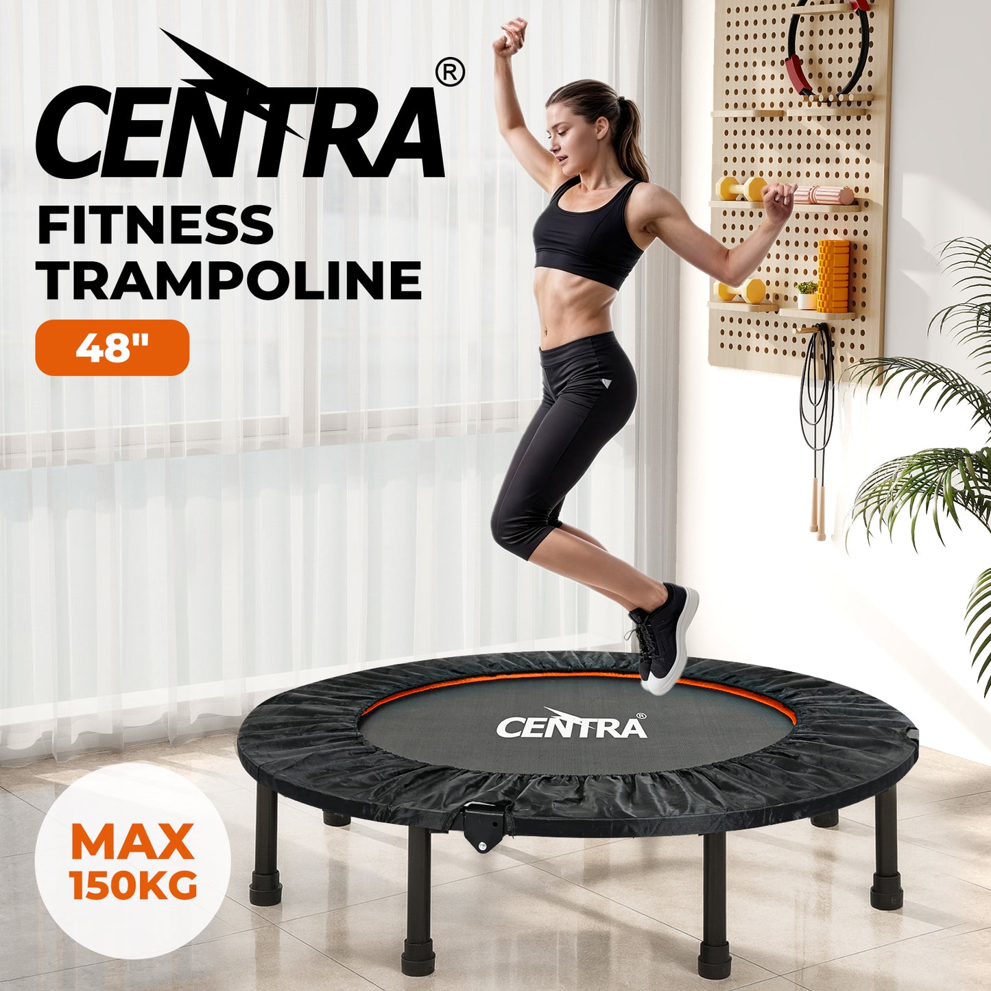 Centra Mini Fitness Trampoline Bounce 48'' Gym Rebounder Kids Exercise Bouncer