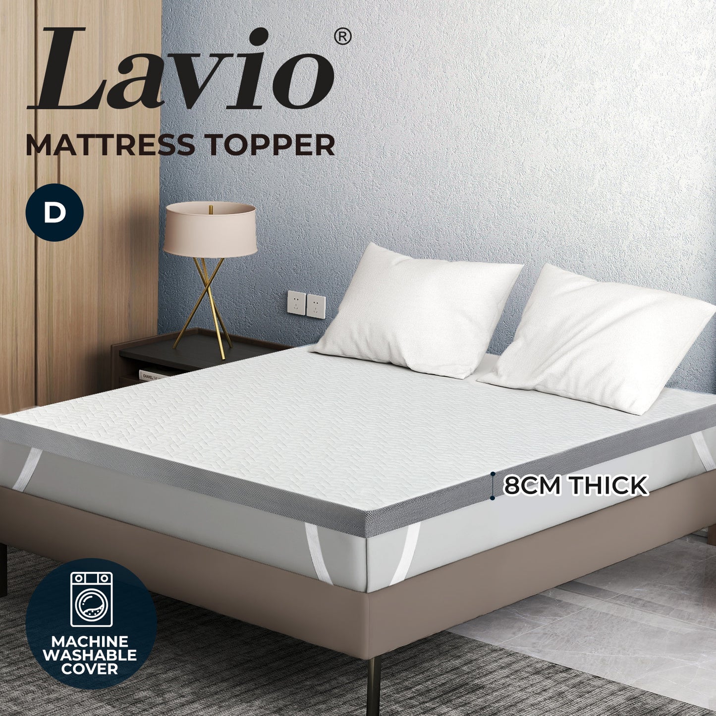 Lavio Double Mattress Topper Memory Foam Ergonomic Dual Layer Hotel Quality