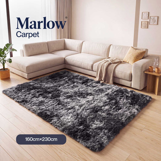 Marlow Rug Fluffy Plush Shaggy Soft Carpet Anti Shedding for Living Room Grey
