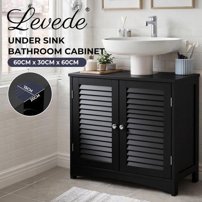 Levede Bathroom Under Sink Cabinet Basin Storage Cupboard Black Vanity Unit