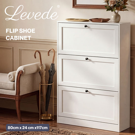 Levede Tall Shoe Cabinet Flip Shoe Storage Unit Slim Hallway Organiser