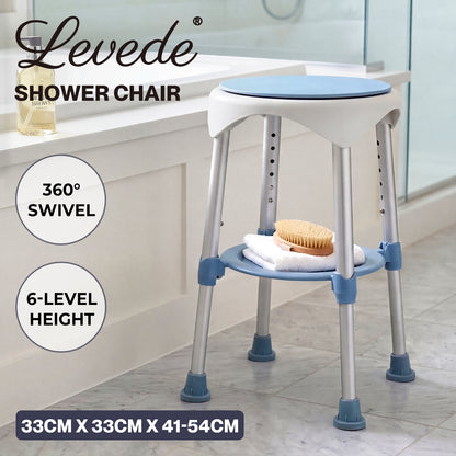 Levede Shower Chair Swivel 6-Level Adjustable Height Shower Bath Stool Seat
