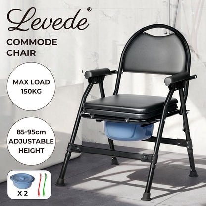 Levede Commode Toliet Chair for Disabled Folding Adjustable Remmoveable Seat