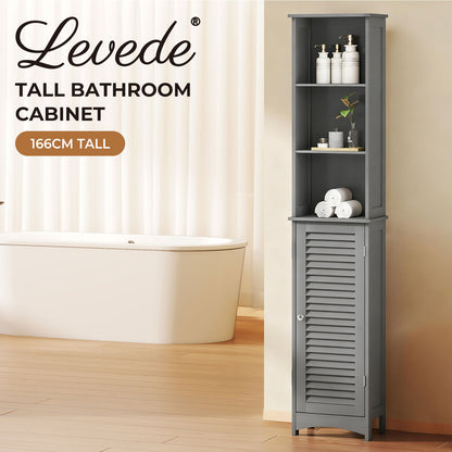Levede Tall Bathroom Cabinet Slim Freestanding Bathroom Storage Cupboard Unit