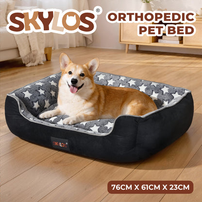 Skylos Orthopedic Pet Bed Luxury Dog Mattress Durable Corduroy Soft Flannel