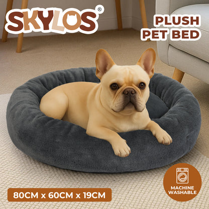 Skylos Dog Bed Donut Soft Large Plush Cat Calming Beds Pet Anti Anxiety Washable