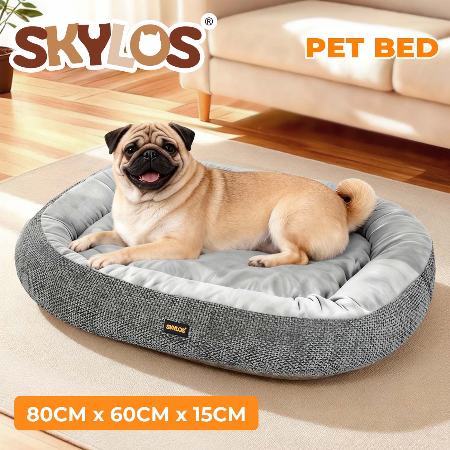 Skylos Pet Bed Washable Plush Orthopedic Soft Non Slip Mat Indoor Pet Cushion L