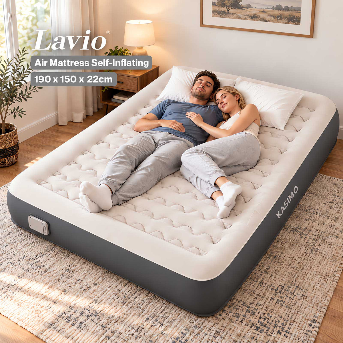 Lavio Inflatable Mattress TPU Airbed Rechargeable Pump Double Camp Bed Grey