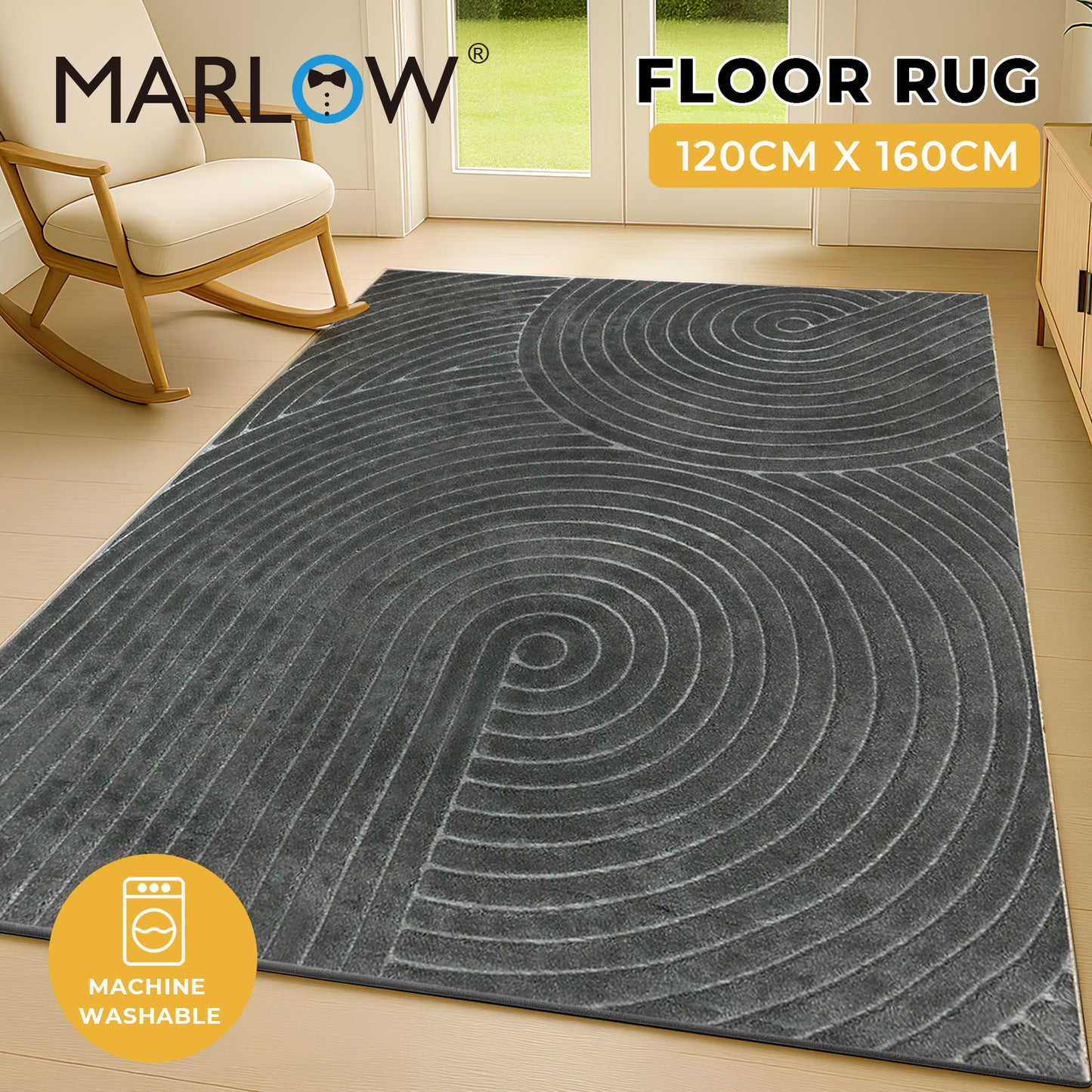 Marlow Large Area Rug Floor Rug Mat for Living Room Bedroom Washable Non Slip
