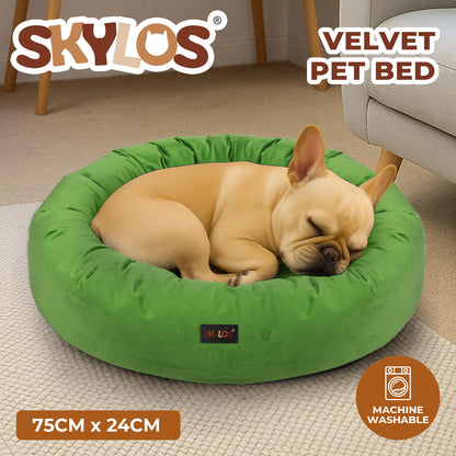Skylos Dog Bed Donut Soft Large Cat Beds For Calming Pet Anti Anxiety Washable M