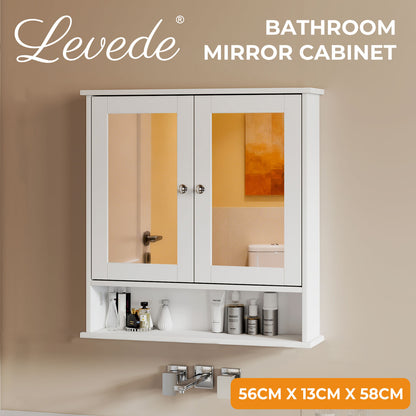 Levede Bathroom Mirror Cabinet Storage Toilet Cupboard Wall Mounted Shelves