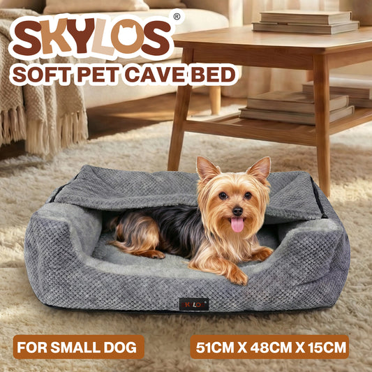 Skylos Dog Bed Cat Cave Bed Small Pet Bed Soft Removable Blanket Washable 51cm