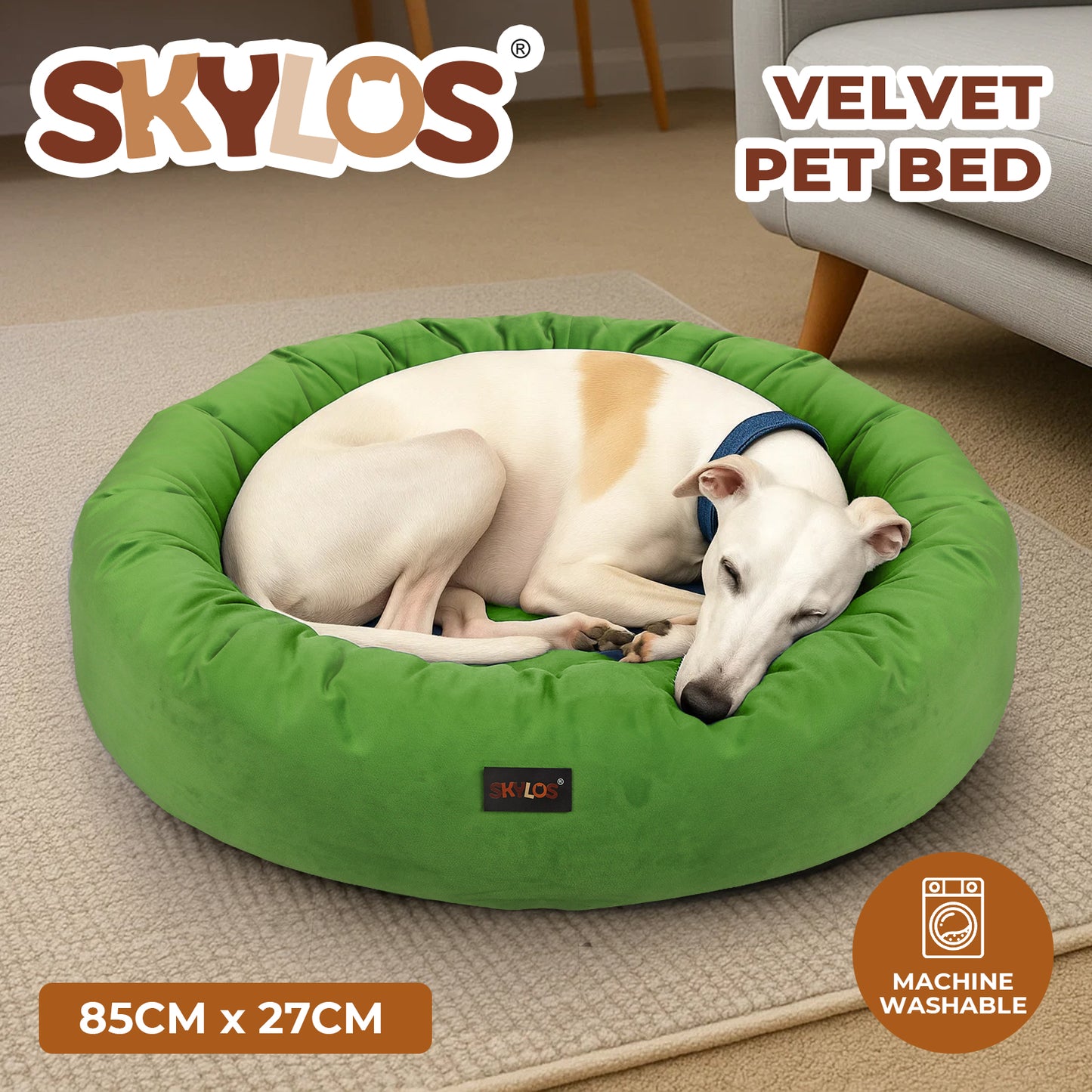 Skylos Dog Bed Donut Soft Large Cat Beds For Calming Pet Anti Anxiety Washable L