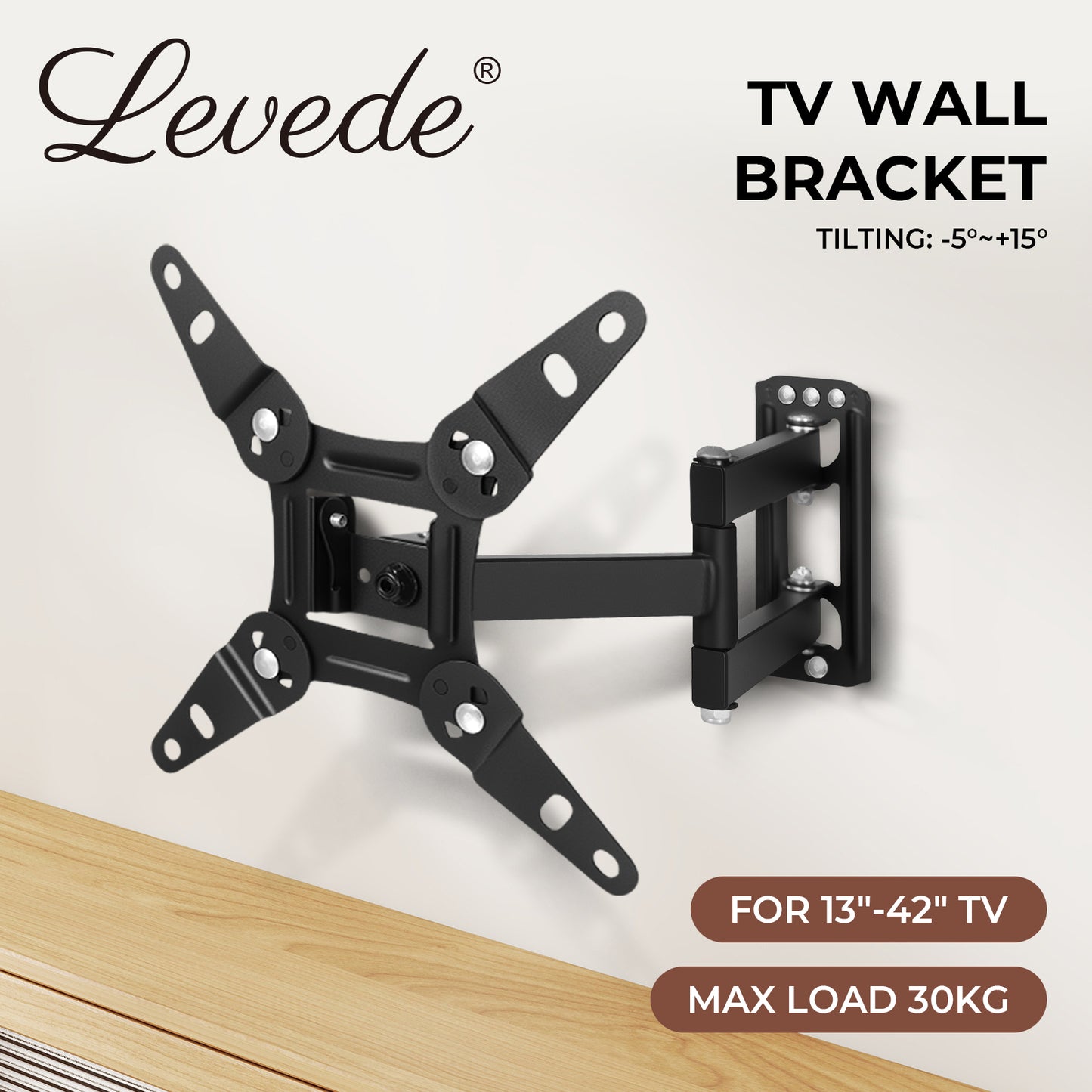 Levede TV Wall Bracket Mount Swing Arm Tilt Swivel 16" 22" 24" 32" 40" 43" LED