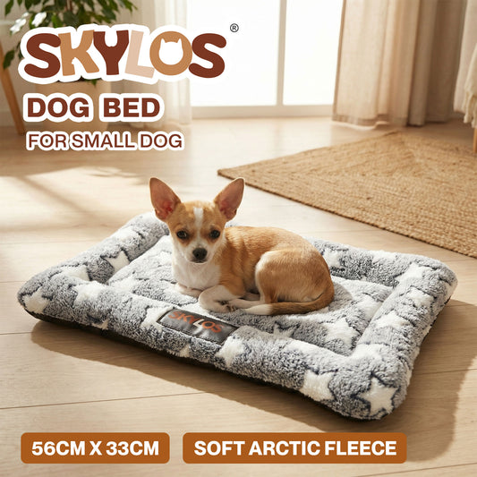 Skylos Dog Bed Arctic Fleece Soft Pet Cushion Mattress Small Dog Puppy Crate Mat