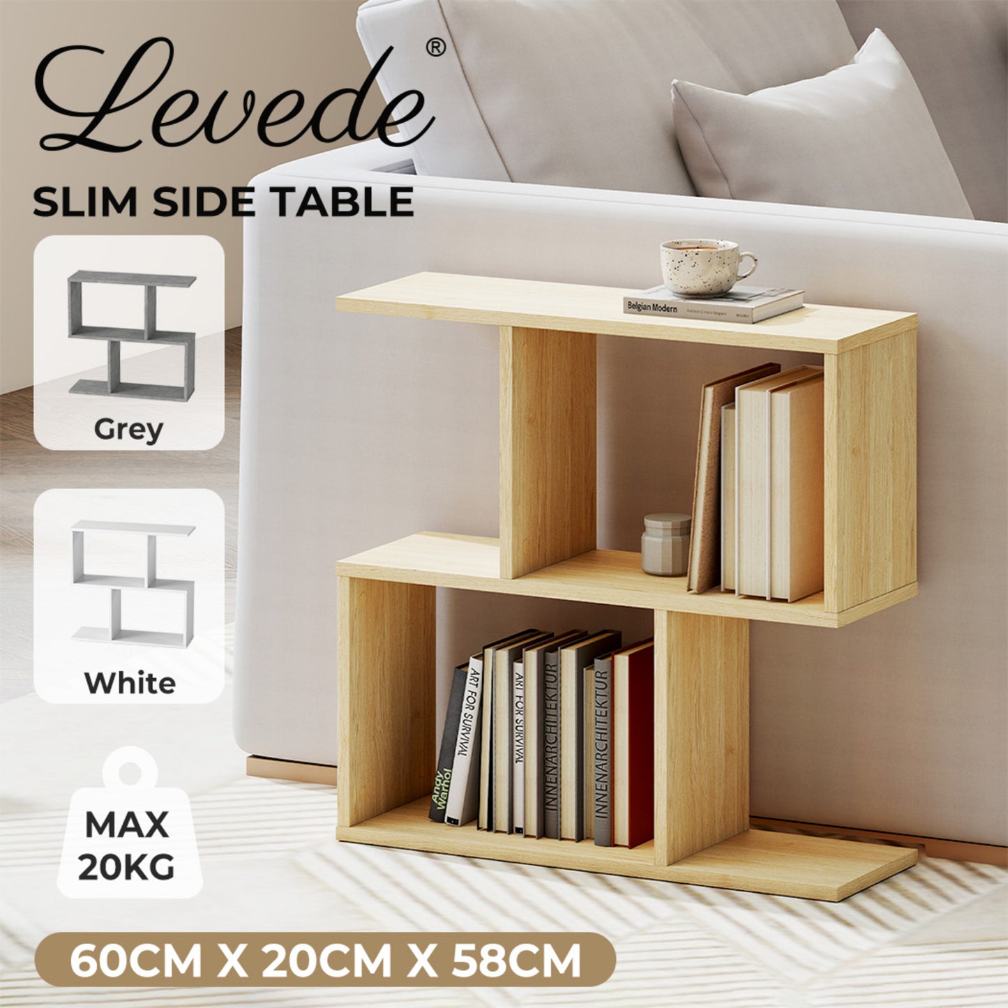 Levede Sofa Side Table Modern Bedside Table Plant Stand Wooden for Small Space