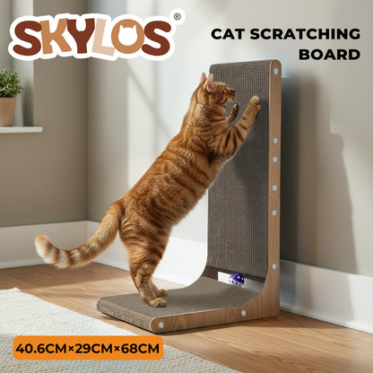 Skylos 68cm High L Shaped Cat Scratching Board with Ball Toy Wall Furniture