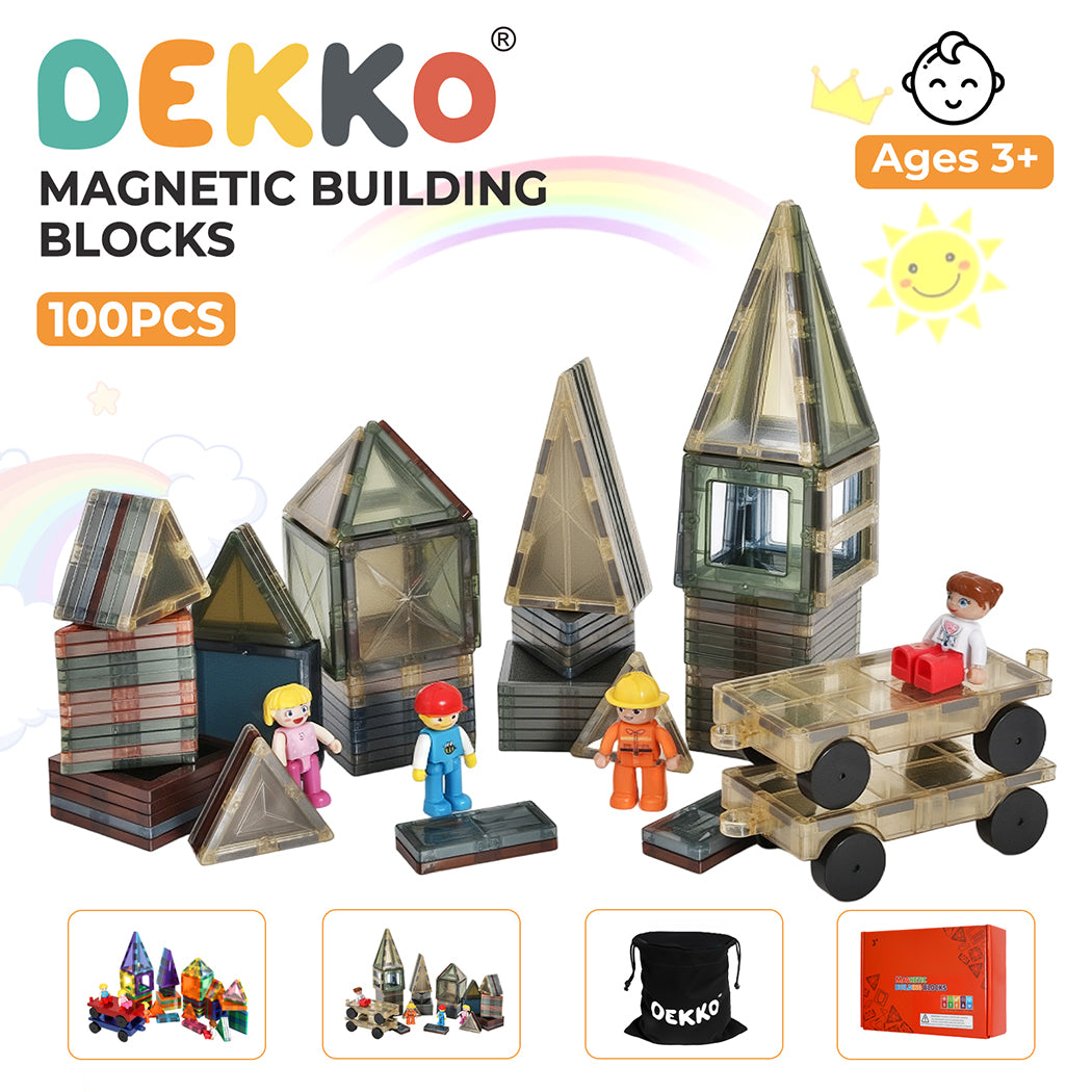 Dekko 100PC Magnetic Building Tiles Kid Creative 3D Educational Construction Toy