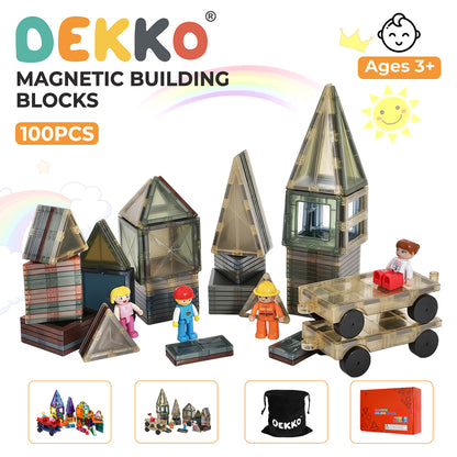 Dekko 100PC Magnetic Building Tiles Kid Creative 3D Educational Construction Toy