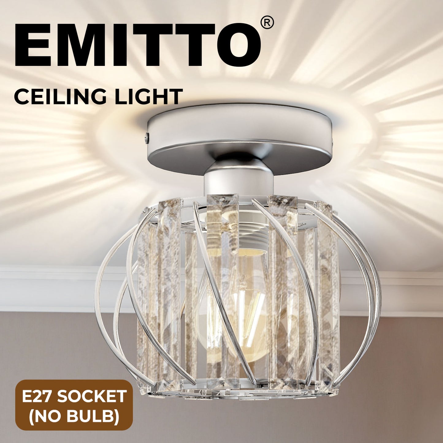 Emitto Crystal Ceiling Light Semi Flush Mount Chandelier Modern Hallway Silver