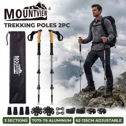 Mountview Trekking Poles Aluminum 7075-T6 Lightweight Hiking Sticks 2 PCS