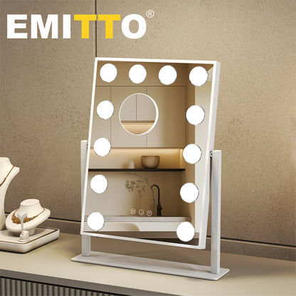 Emitto LED Makeup Mirror 3 Color Dimmable Touch Control Beauty Mirror Portable