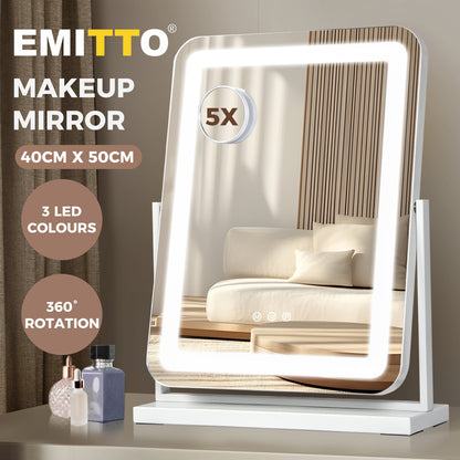 Emitto Hollywood Mirror Vanity Makeup Mirror with Lights 360°Rotation Tabletop