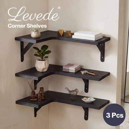 Levede Floating Shelf Wall Mounted 3pc Corner Shelf Unit Home Sotrage Decor