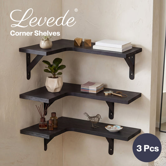Levede Floating Shelf Wall Mounted 3pc Corner Shelf Unit Home Sotrage Decor