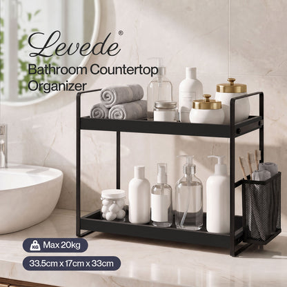 Levede Bathroom Organiser Countertop 2 Tier Perfume Skincare Storage Shelf Black